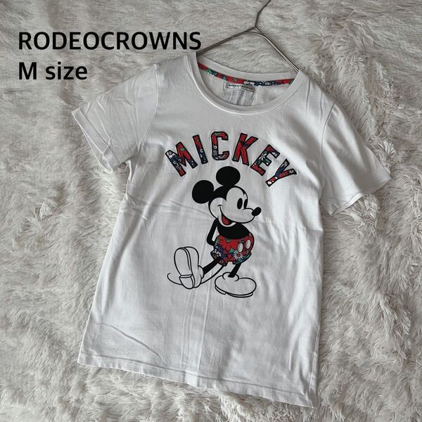 RODEO CROWNS 半袖Tシャツ 白 ミッキーマウス サイズM 古着 ディズニー