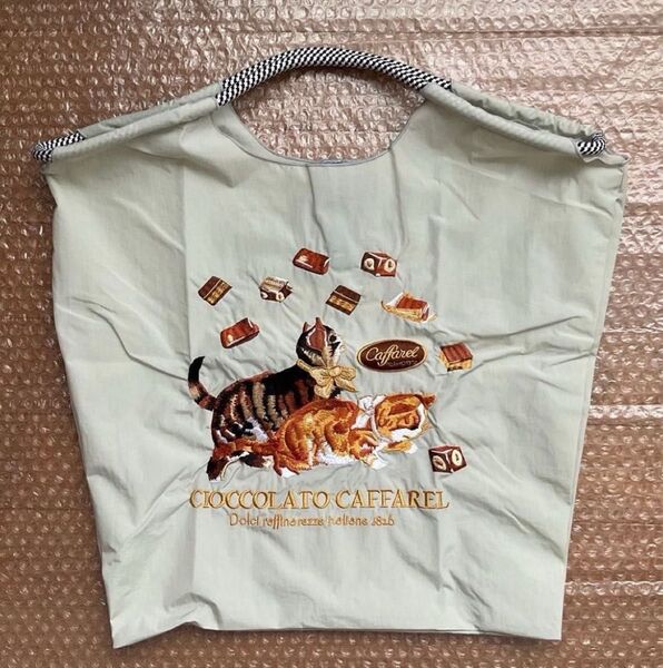 エコバッグ 刺繍 ねこ 猫 チョコレート Mサイズ