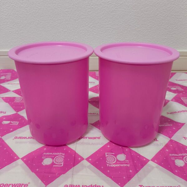 タッパーウェア 水玉 キャニスター(2個)Tupperware