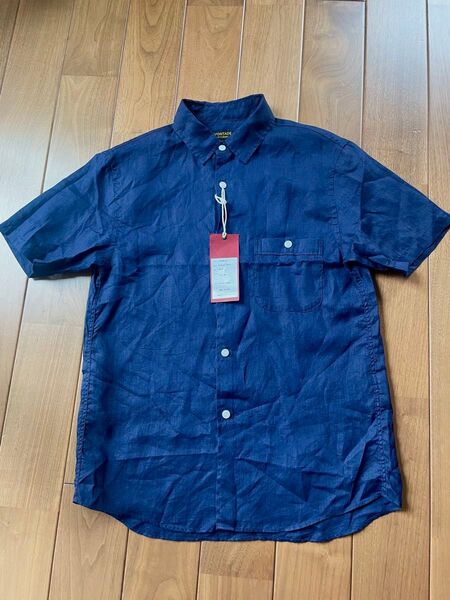 アボンタージ A Vontade メンズ 半袖シャツ 麻100% ネイビー Mサイズ 未使用 タグ付き