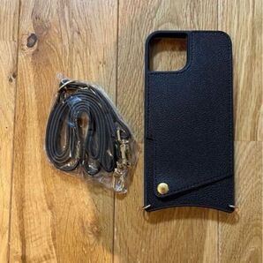 iPhone13 ショルダー付き ケース ブラック 黒 スマホショルダー