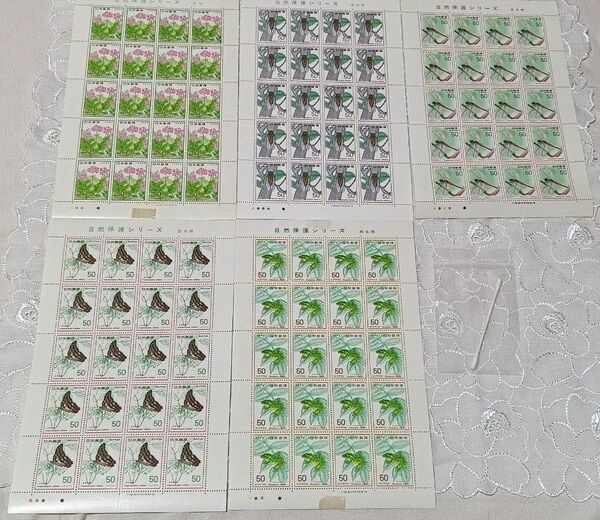 自然保護シリーズ 50円×20枚×9シート 額面9000円 切手シートのセット 綿棒付き