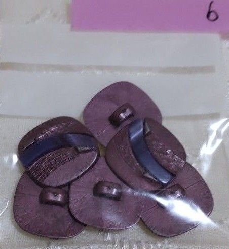 ヴィンテージ ボタン 6個 手芸 ハンドメイド アンティーク 素材 パープル