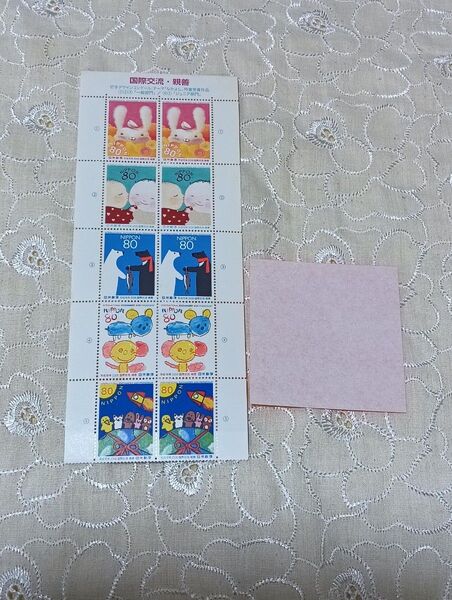 国際交流・親善 80円切手×10枚 総額800円分 切手シート おりがみ