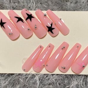 No.110 ネイルチップ y2k ロングネイル ギャル シンプル 海外ガール 星