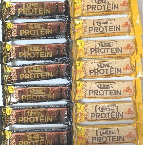 アサヒ プロテインバー 一本満足バー 合計14本 栄養食品 1本満足プロテインクーポン消費筋トレ糖質制限ブラック キャラメル