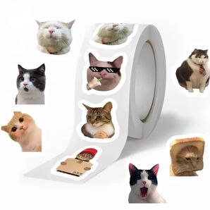 【即購入同封OK】猫 猫ミーム ロールシール 500枚前後 新品未使用 ( B )