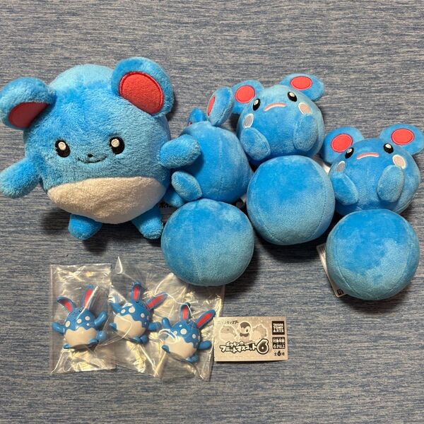 ポケモン ルリリ マリル マリルリ マスコット ぬいぐるみ 7点セット ガチャガチャ プライズ品 ポケットモンスター