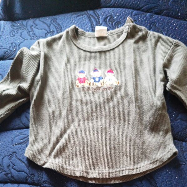 ベビー服 長袖Tシャツ 95サイズ くま 刺繍 カーキ