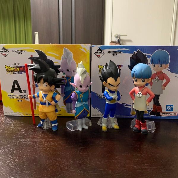 一番くじ ドラゴンボールDaima A賞 孫悟空(ミニ)&界王神(ミニ)、B賞 ベジータ(ミニ)&ブルマ(ミニ)
