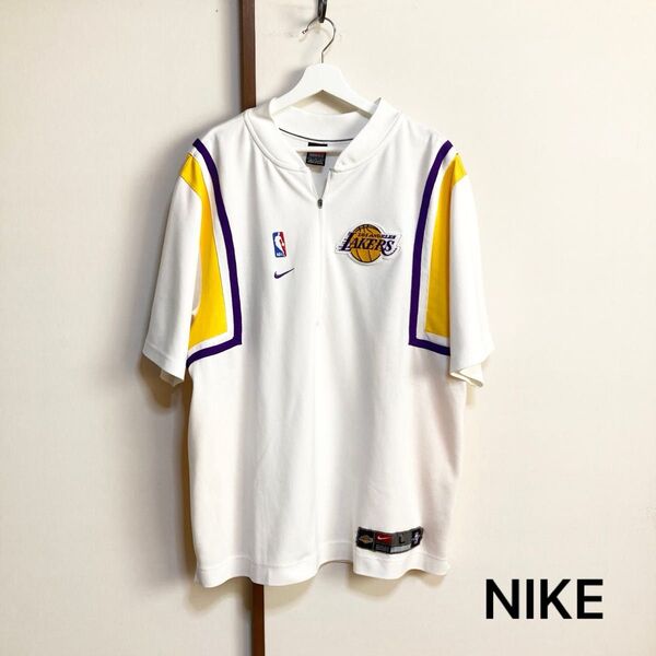 【レア】LA LAKERS ハーフジップゲームシャツ NBA レーカーズ 00s