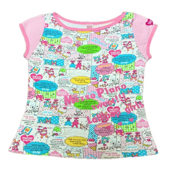 メゾピアノ 150 ベリエちゃんTシャツ 平成レトロ 女児 Y2K 総柄 ピンク
