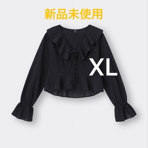 新品 GU ジーユー ラッフルボレロブラウス 黒 ブラック XL