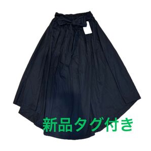 &.nostalgia ノスタルジア ボリュームスカート ブラック タックスカート ウエストリボン アシンメトリー