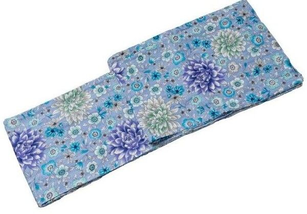 新品 特価 変わり織り浴衣 ダリア ひなげし 水色 紫 大人浴衣 粋 上品 涼しげ