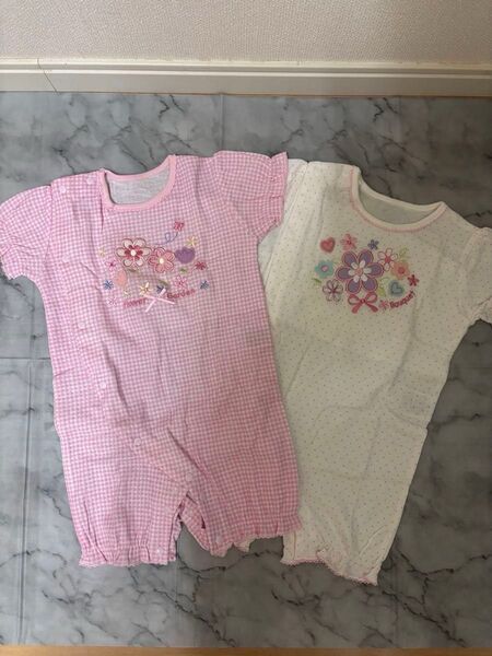マザウェイズ 女の子 半袖 ロンパース2着セット カバーオール ロンパース 半袖 ベビー服 セット