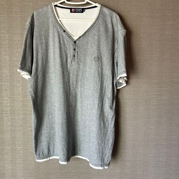 CHAPS 半袖Tシャツ グレー メンズ サイズLL 重ね着風