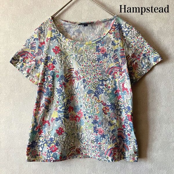 Hampstead リバティ生地 Tシャツ カットソー 海 珊瑚