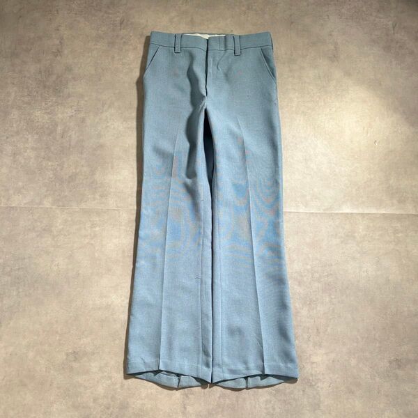古着 70s vintage スラックス ライトブルー ロケットタロン 猫目 ボタン セミフレアパンツ ボトムス cityboy