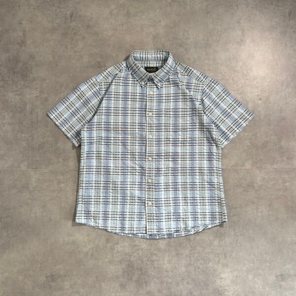 古着 00s〜 Eddie Bauer チェックシャツ 短丈 シアサッカー 半袖 エディーバウアー 短丈 cityboy
