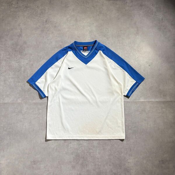 古着 90s〜 00s NIKE ゲームシャツ 半袖 Tシャツ メッシュ 短丈 ホワイト ナイキ プラクティス シャツ