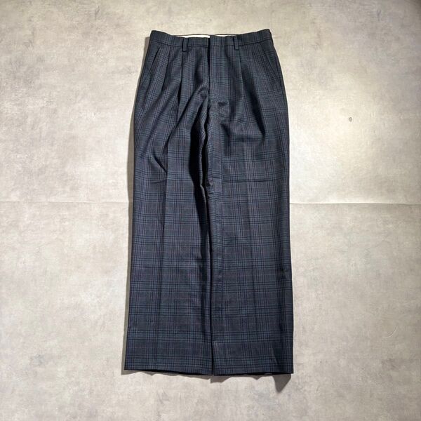 古着 90s〜 DAKS スラックス タータンチェック 柄 ツータック ワイド パンツ ズボン ノームコア cityboy