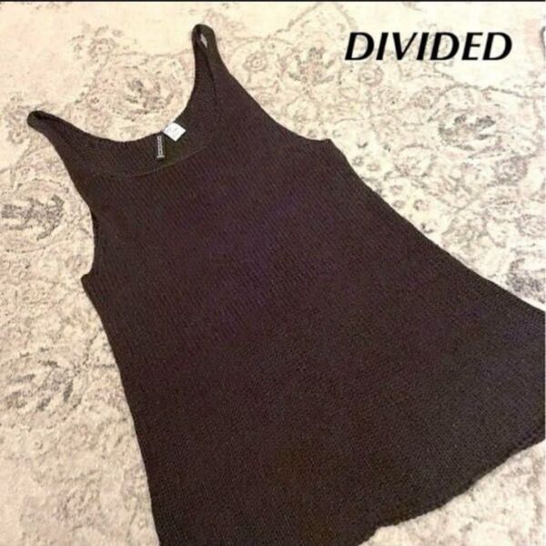 DIVIDED 黒 ブラック サマーニット Aライン タンクトップ キャミソール シンプル グランジ ロック
