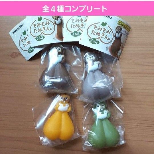 もみもみたぬきん。ガチャ ガチャガチャ フルコンプ 栗色 白茶色 山吹色 うぐいす色 金運アップ 開運アップ 人気 狸 新品