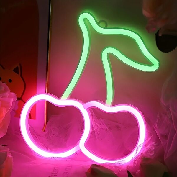 さくらんぼ ネオンサイン ネオンライト LED 照明 ライト 寝室 装飾 USB バー インテリア USB 電池
