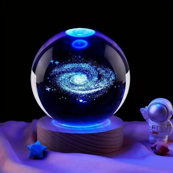 LED 惑星 銀河 光る置物 クリスタルボール ナイトライト ガラス玉 USB 置物 丸玉 水晶玉 水晶 ガラス玉