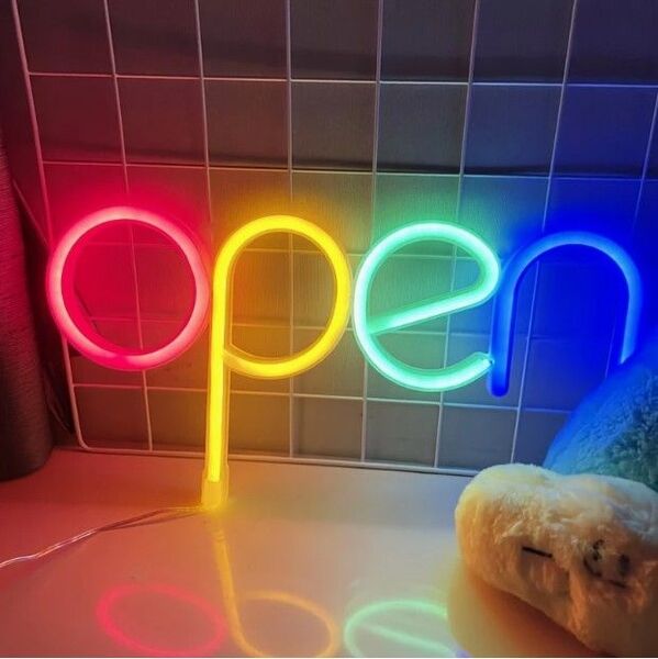 OPEN カラフル ネオンサイン ネオンライト 店舗 LED 照明 USB 電池 インテリア 看板 オープン