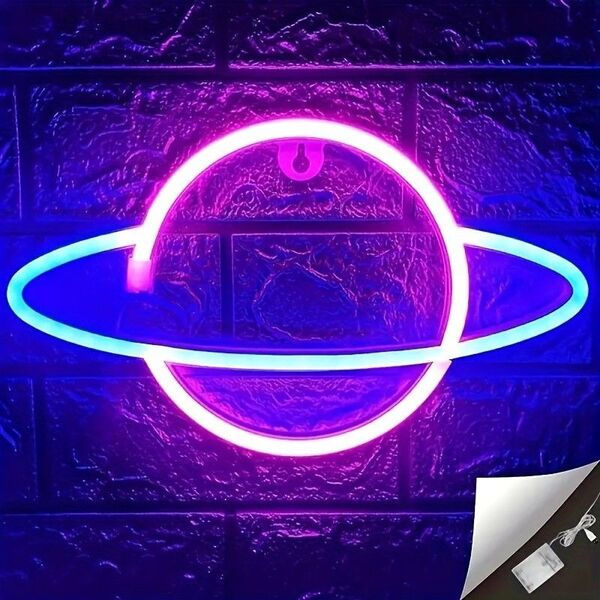 惑星 土星 ネオンサイン ネオンライト LED 照明 ライト 寝室 装飾 USB 電池 インテリア