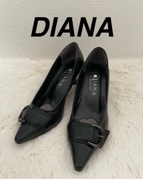 DIANA パンプス ブラック ダイアナ レザー 黒 23 WELL FIT