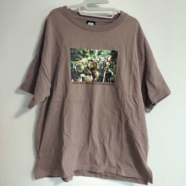 スター・ウォーズ Mサイズ ブラウン 半袖 Tシャツ カットソー トップス コットン綿100% メンズ 古着 プリント
