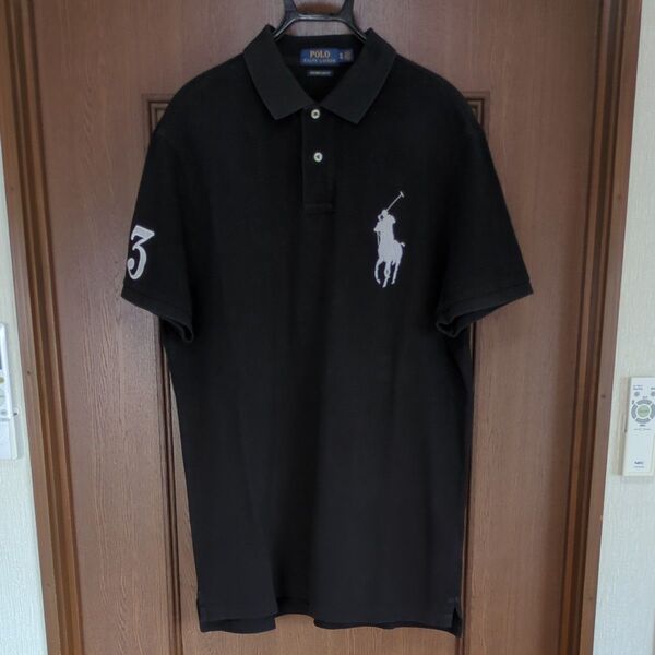 ポロラルフローレン ポロシャツ ビッグポニー ブラック 3 黒 CUSTOM SLIM FIT US XL USED