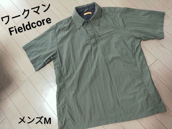 【未着用】FieldCoreワークマン メンズ超軽量半袖 ワークシャツ カーキ M 撥水性 トップス アウトドア カジュアル