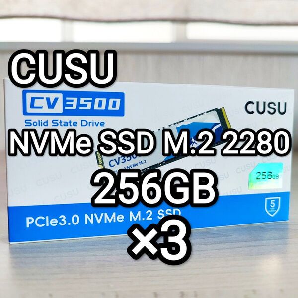 【未開封】CUSU NVMe SSD M.2 PCIe3.0 256GB CV3500(上位モデル)!! 3個セット!!