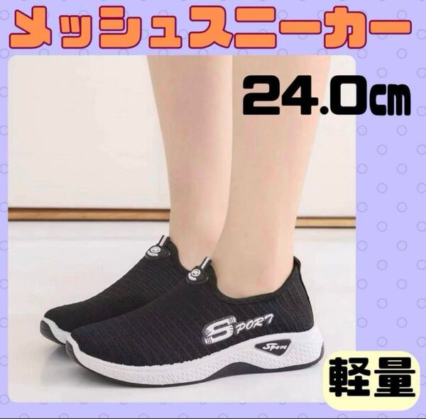 スニーカー シューズ 24.0 軽量 メッシュ 靴