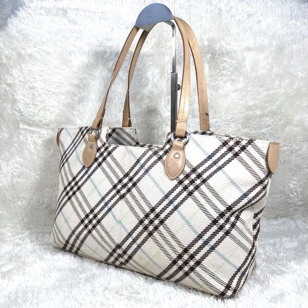 BURBERRY BLUE LABEL バーバリーブルーレーベル ノバチェックトートバッグ キャンバス レザー マルチカラー