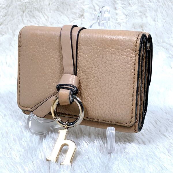 Chloe クロエ 三つ折り 財布 コンパクトウォレット スモールトリフォールド アルファベット ゴールド金具 レザー チャーム