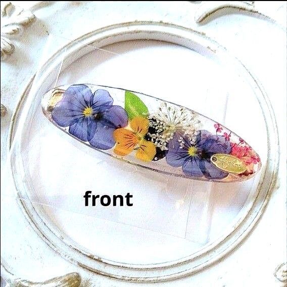 フラワー ヘアクリップ(ネイビー/クリア)