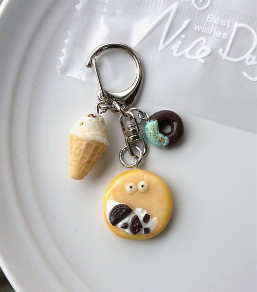 フェイクスイーツ フェイクフード クッキー アイスクリーム ハンドメイド キーホルダー