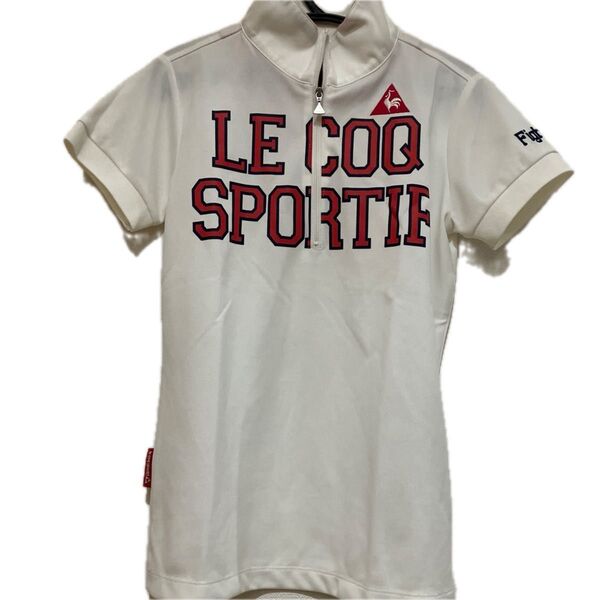 美品 le coq sportif ルコック レディース ゴルフ シャツ S ホワイト ハーフ ジップ (株)デサント 半袖