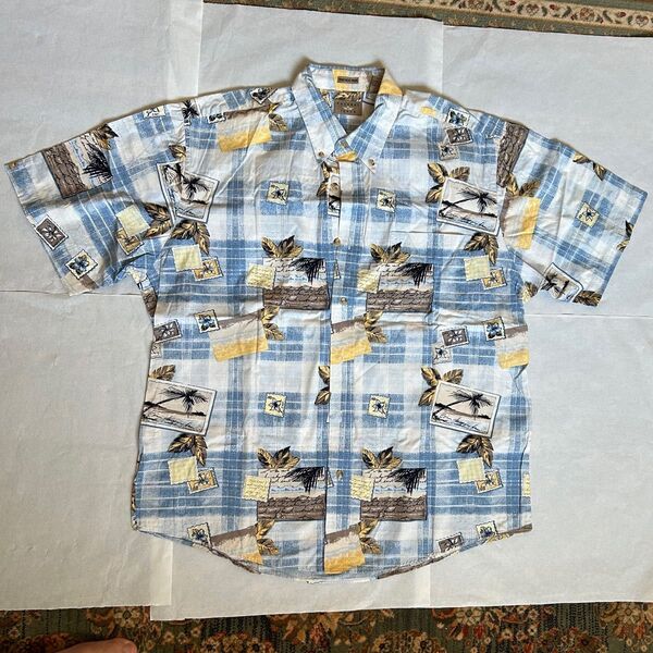 アロハシャツ 総柄シャツ Lサイズ(XXL相当)コットンゆったりハワイアン 海外輸入 半袖シャツ オーバーサイズ