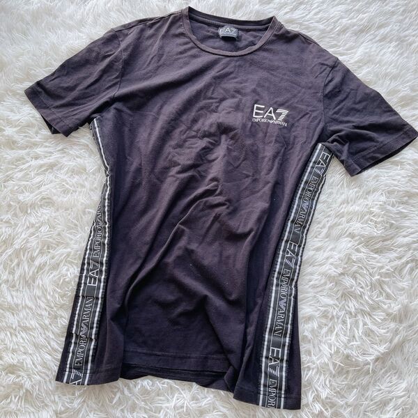 EMPORIO ARMANI EA7 EA7エンポリオ アルマーニ サイドラインロゴ Tシャツ ブラック XL