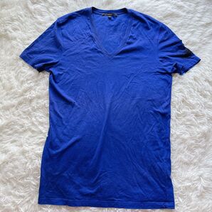 高級 GUCCI グッチ Vネック 半袖Tシャツ ブルー Mサイズ イタリア製
