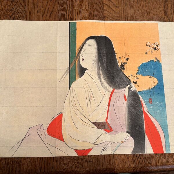 明治時代 木版口絵 尼そぎ? 作者不明 浮世絵 美人画 木版画