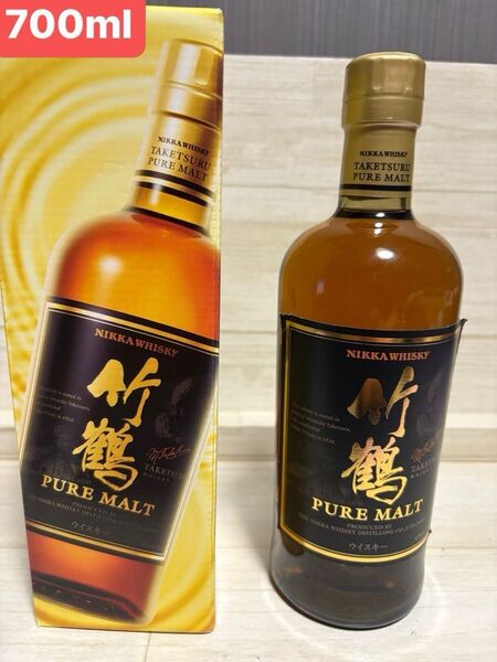 ニッカウヰスキー 竹鶴ピュアモルト 旧ボトル 黒ラベル 700ml 初期カートン付き 特別な贈答に最適 旧ラベル ①