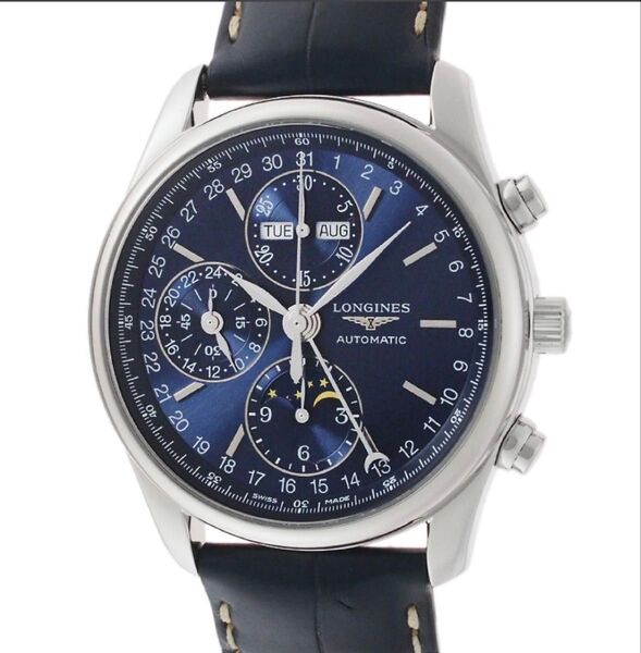 ロンジン LONGINE マスターコレクション クロノグラフ ムーンフェイズ L2.673.4.92.0 ブルー 超美品
