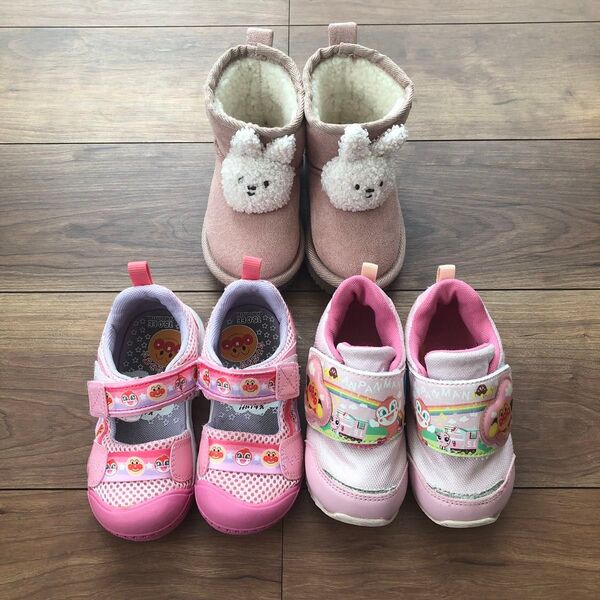 【USED】スニーカー サンダル ブーツ3点セット 女の子 ピンク系 15cm